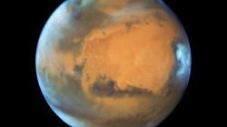 The planet Mars taken by the NASA Hubble Space Telescope when the planet was 50 million miles from Earth