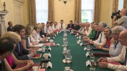 Britain's Prime Minister Theresa May (centre, left) holds her first Cabinet Meeting at Downing Street, in London July 19, 2016