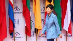 South Korean President Park Geun-hye arrives for the 11th Asia-Europe Meeting (ASEM) Summit of Heads of State and Government (ASEM11) in Ulan Bator, Mongolia, 15 July 2016.