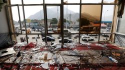 Broken glass and debris are seen inside a resturant a day after a suicide attack in Kabul, Afghanistan