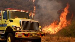 Fire fighters battling Sand Fire in California - wildfire