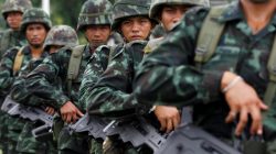 Thai soldiers attend a morning training at military barracks in Prachin Buri outside Bangkok, Thailand