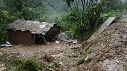 A view of the house where three members of a family died after a mudslide following heavy showers caused by the passing of Tropical Storm Earl in the town of Temazolapa
