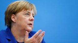 German Chancellor Angela Merkel addresses a news conference in Berlin, Germany