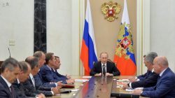 Russian President Putin chairs meeting with members of Security Council to discuss additional security measures for Crimea after clashes on