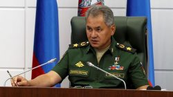 Russian Defence Minister Sergei Shoigu chairs a meeting on Syria at the Defence Ministry in Moscow