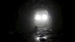 A mining car is seen in a chamber, part of the Nazi Germany "Riese" construction project, pictured near an area where a Nazi train is believed to be, in Walim near Walbrzych southwestern Poland,