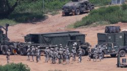U.S. army soldiers take part in a military exercise near the demilitarized zone separating the two Koreas in Paju, South Korea