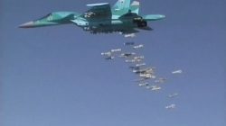 Still image shows shows airstrikes carried out by Russian air force in Syria