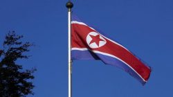 File photo of North Korean flag flying on a mast at the Permanent Mission of North Korea in Geneva