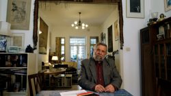 Gideon Remez, one of the Israeli researchers who said on Thursday that Soviet-era documents showed that Palestinian President Mahmoud Abbas worked in the 1980s for the KGB, speaks to Reuters during an interview in Jerusalem