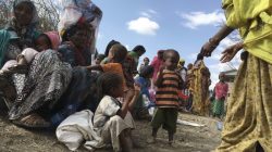 Malnourished children wait for medical attention at the Halo health post in Halo village, a drought-stricken area in Oromia region in Ethiopia,