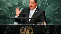 Costa Rican President Luis Guillermo Solis Rivera addresses the United Nations General Assembly in the Manhattan borough of New York, U.S. September 20, 2016.