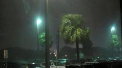 Rain falls and winds caused by storm are seen while Hurricane Matthew approaches in Melbourne, Florida,