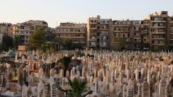 An over-crowded graveyard is pictured in the rebel held al-Shaar neighbourhood of Aleppo