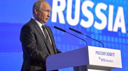 Russian President Vladimir Putin delivers a speech during the annual VTB Capital "Russia Calling!" Investment Forum in Moscow, Russia,
