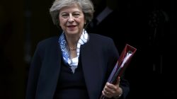 Britain's Prime Minister Theresa May leaves Number 10 Downing Street to attend Prime Minister's Questions at parliament in London, Britain