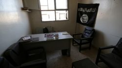A view shows an office that was used by Islamic State militants in Turkman Bareh village, after rebel fighters advanced in the area, in northern Aleppo