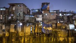 Windows of various shanties in Dharavi, one of Asia's largest slums, are seen in Mumbai