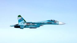 A Russian SU-27 fighter violating Finland's airspace near Porvoo, Finland, early October 7, 2016. Finnish Air Force/