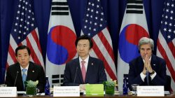 U.S. Secretary of State John Kerry (R) holds a 2+2 ministerial meeting with South Korea's Minister of Foreign Affairs Yun Byung-se and Minister of National Defense Han Min-koo (L) at the State Department in Washington, U.S.