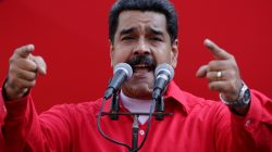 Venezuela's President Nicolas Maduro speaks during a pro-government rally at Miraflores Palace in Caracas, Venezuela