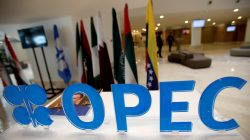 OPEC logo is pictured ahead of an informal meeting between members of the Organization of the Petroleum Exporting Countries (OPEC) in Algiers, Algeria