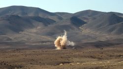 Dust from rocket strike in Afghanistan