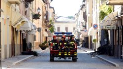 Firefighters inspecting Norcia, Italy after earthquakes