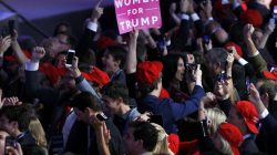 Trump supporters celebrate as election returs come in at Republican U.S. presidential nominee Donald Trump's election night rally in Manhattan, New York,