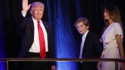 Donald Trump arriving at election night speech