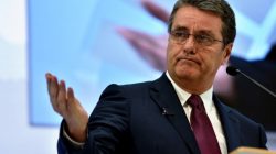 World Trade Organization Director-general Roberto Azevedo speaks at the annual meetings of the IMF and World Bank Group in Washington,