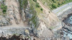 Landslide blocking road