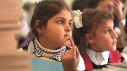 Students attend classes after the city was recaptured from the Islamic State militants in Qayyara, Iraq,