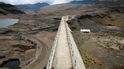 A general view of the dried Ajuan Khota dam, a water reserve affected by drought near La Paz, Bolivia,