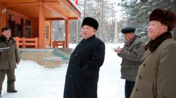 North Korean leader Kim Jong Un gives guidance during his visit to various fields of Samjiyon County in this undated photo released by North Korea's Korean Central News Agency (KCNA) in Pyongyang