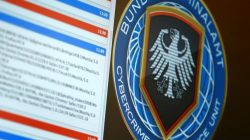 Logo of the Cybercrime Intelligence Unit of Germany's Bundeskriminalamt (BKA) Federal Crime Office is pictured during a media day in Wiesbaden, Germany,