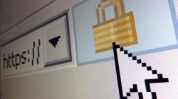 A lock icon, signifying an encrypted Internet connection, is seen on an Internet Explorer browser in a photo illustration