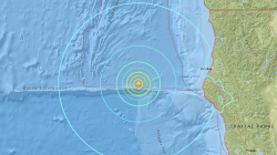 Location of 6.8 earthquake off the coast of Northern California, USGS Government