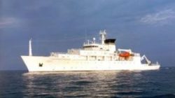 The oceanographic survey ship, USNS Bowditch, is shown September 20, 2002, which deployed an underwater drone seized by a Chinese Navy warship in international waters in South China Sea,