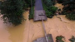 Bridge damaged by floods in Thailand
