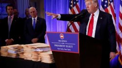 Donald Trump at news conference discussing Taiwan relations