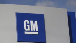 The GM logo is seen at the General Motors Warren Transmission Operations Plant i
