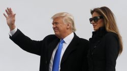U.S. President-elect Donald Trump and his wife Melania arrive at Joint Base Andrews outside Washington, U.S.