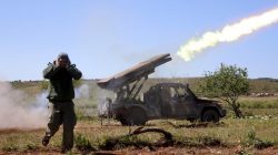 Syrian Islamic Rebels firing missiles at Bashar al Assad