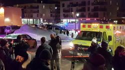 ambulance parked at scene of Quebec mosque shooting