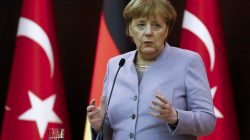 German Chancellor Angela Merkel speaks during a joint news conference with Turkish Prime Minister Binali Yildirim at the first visit since July's failed coup in Ankara, Turkey,