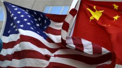 china and u.s. flags wave