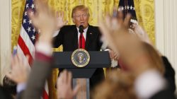 U.S. President Donald Trump takes questions during a news conference at the White House in Washington, U.S.