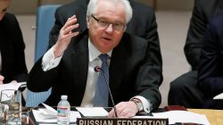 Russian Ambassador to the United Nations Vitaly Churkin addresses members of the U.N. Security Council during a meeting about the Ukraine situation, at the U.N. headquarters in New York
